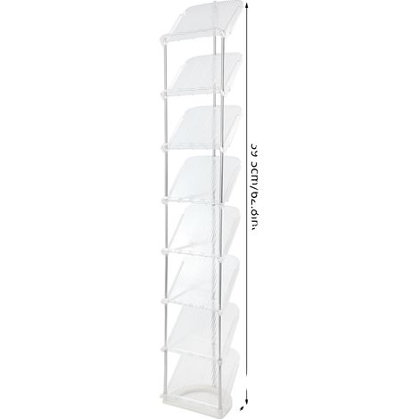 Rangement à chaussures, design vertical gain de place, stockage multi-niveaux, couleur blanche (1/2)