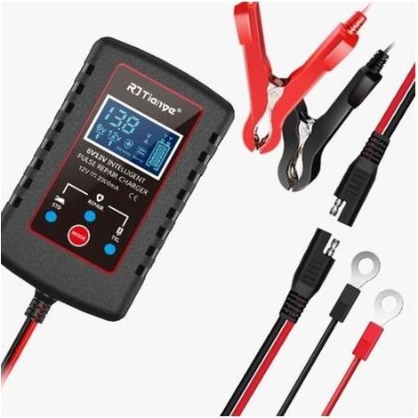 DBBEGK Chargeur de Batterie Intelligent 6V/12V 1.75A Entièrement, Mainteneur de Batterie de Camion, Moto, Voiture, RVS et Les Batteries (1/4)