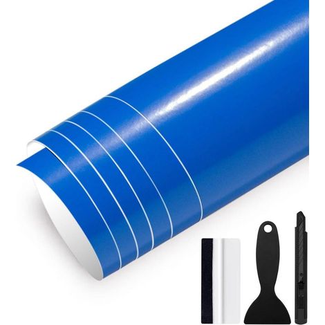 Autofolie Glanz Dunkel Blau 30x300cm mit Luftkanälen & Werkzeug-Kit (1/5)