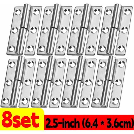 (2,5 pouces - Lot de 8) Charnière amovible à joint coulissant, en acier inoxydable, pour portes, armoires et placards de maison (1/5)