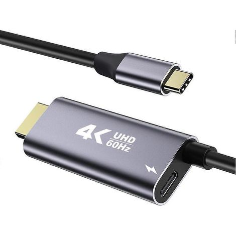 Câble vidéo USB-C vers HDMI compatible avec adaptateur de charge rapide PD 100 W, 4K 60 Hz, câble USB-C vers HD de 1,8 m pour ordinateurs portables (1/5)