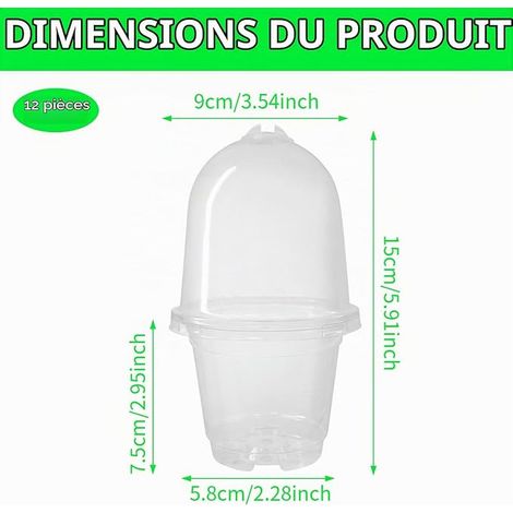 Transparent Plastic Transplanting Buckets Flower Seedling Pots with Drainage Holes for Indoor and Outdoor Planting (1/4)