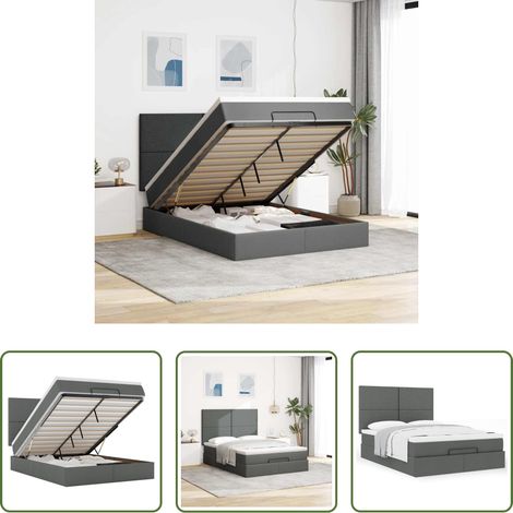 Matratze -  Ottoman-Bett mit Matratze Dunkelgrau 140x200 cm Stoff (1/5)