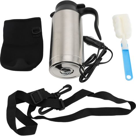 Tasse à café électrique portative d'acier inoxydable de bouilloire de voiture de 750ML tasse d'eau de voyage chauffée isolée par ébullition pour le long voyage DC24V, temps d'ébullition: 15-30 minutes (1/5)