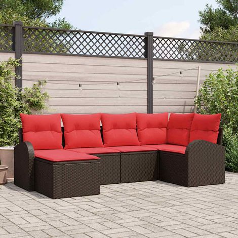 vidaXL Ensemble de canapé de jardin 6 pcs Marron Poly Rattan (1/5)