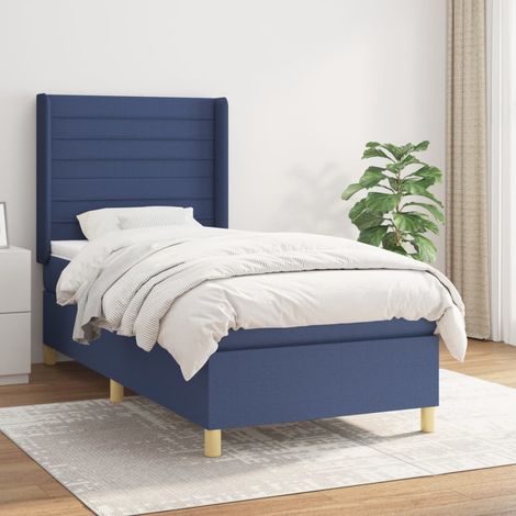 Boxspringbett mit Matratze Blau 90x190 cm Stoff (1/5)
