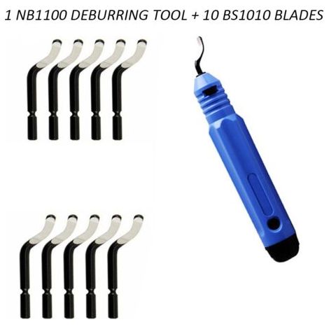 HOXILEELEO - Outil d'ébavurage manuel à 360° – 10 lames en acier rapide trempé – Pour aluminium, cuivre, acier, plastique, impressions 3D – BS1010 (1/5)