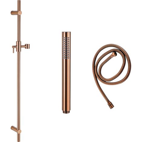 FugaFlow Eccelente Ensemble barre de glissement avec douchette à main, flexible de douche métallique Cuivre brossé PVD