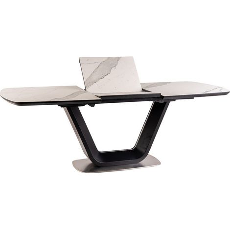 Table à manger extensible noir & marbre 160cm Vanda (1/5)