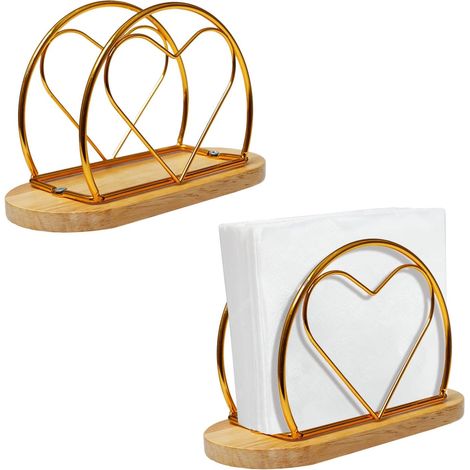 2 porte - serviettes de table en métal et en bois doré porte - serviettes en papier de table décoration d'intérieur cuisine table de travail Restaurant Café (1/5)