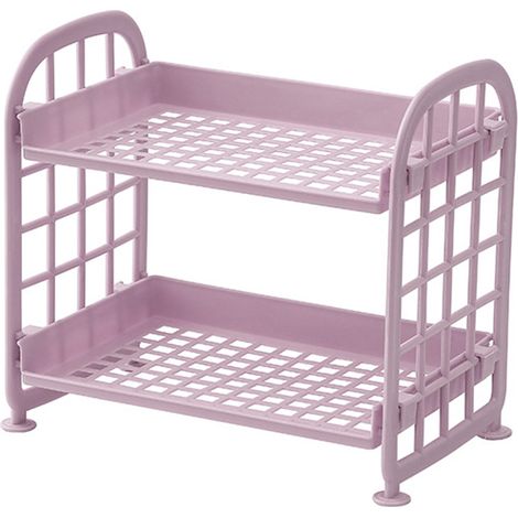 Rack De Rangement Pliable - 2 Niveaux - Pour Salle De Bain Bureau Cuisine - Capacité Élevée - Métal Et Plastique - 1 Pièce (1/5)