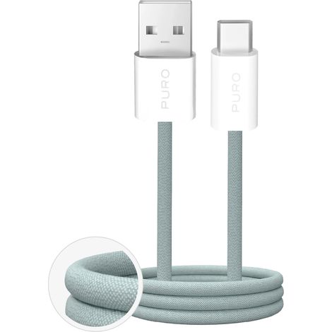 Cable trenzado USB-A - USB-C Puro Fabrik 2.0 de 10 W y 1,5 m - Verde