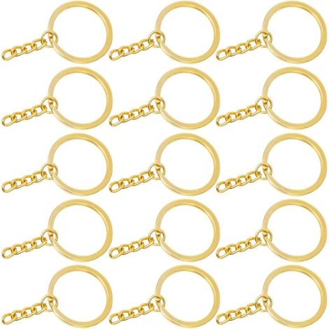 100 Pièces Anneaux Porte-clés Métalliques Dorés Plats pour DIY, Connecteurs en Métal Résistants, pour Panier de Mariage ou Trousseau de Clés (1/5)