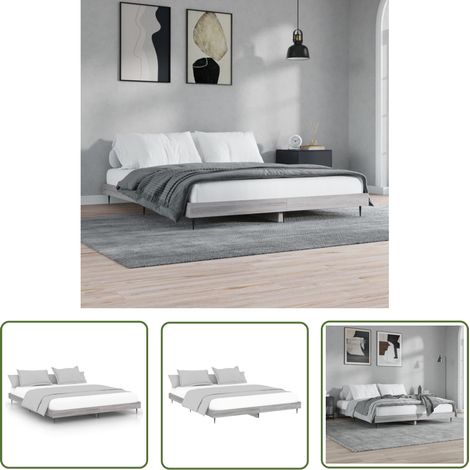 The Living Store Bettgestell Grau Sonoma 120x200 cm Holzwerkstoff - Holzbettfassungen - Bettrahmen - Doppelbett - Einzelbett - Grau Sonoma (1/5)
