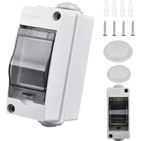 Coffret Electrique Etanche Exterieur IP65, 2 Modules, ABS de Surface en Plastique, Boite de Boitier Etanche Electrique Exterieur, Armoire de Contrôle, Boitier de Jonction (1/5)