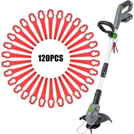 120 Pièces Jardin Tondeuse Plastique Lames, Coupe Bordure Rouge Lames, Lames Rechange Coupe Bordure, pour Jardin et Pelouse Coupe Bordures, Longueur 83mm (1/5)