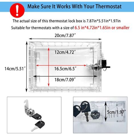 Boite De Verrouillage Thermostat Avec Clé, Couvercle De Thermostat Avec Serrure, Protection De Thermostat En Acrylique Transparent, Compatible Avec Thermostats (1/4)
