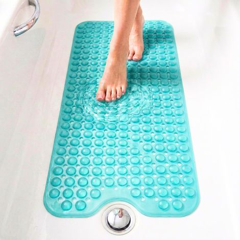 Tapis Baignoire Antidérapant, 100x40 cm, Tapis Douche, Bulles avec Ventouses sans BPA, Antibactérien, Résistant à la Moisissure, Lavable en Machine, Sécurité Familiale (Turquoise, 100x40 cm) (1/5)
