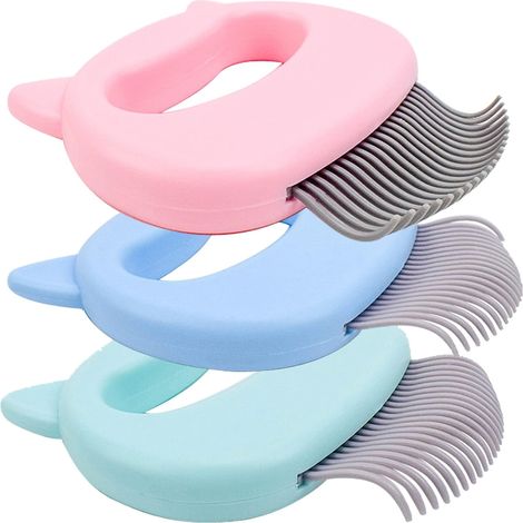 Lot de 3 peignes pour chat, brosse de toilettage pour chat, idéale pour le démêlage et le toilettage. Couleurs disponibles : bleu, rose et vert. (1/3)