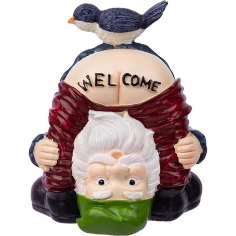 Statue de gnome d'Halloween - Figurines de bienvenue en résine pour oiseaux amusants pour patio extérieur, pelouse, cour, décoration artistique, cadeaux de jardin de Noël d'hiver (1/5)