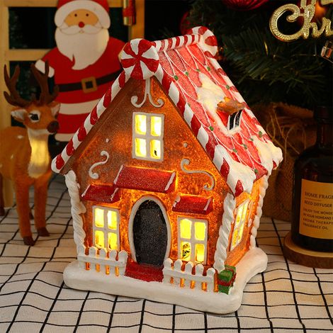 Maison De Noël En Résine - Avec Lumières Et Musique - Décoration De Bureau Fenêtre Et Intérieur - 18 x 12 x 12 cm - 1 Pièce (1/5)