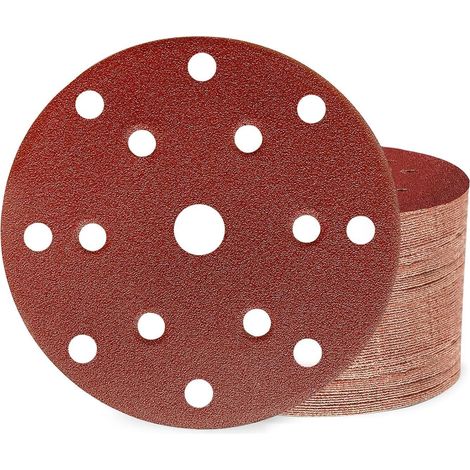 Schleifpapier 150mm Klett 100 Körnung 15 Loch für Exzenterschleifer 50 Stück (1/5)