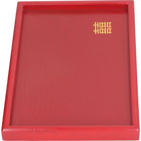 Plateau de service en bois, plat décoratif pour fruits et amuse-gueules, idéal pour le salon, la table basse ou le comptoir de la cuisine, rouge carré S (1/5)