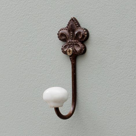Patère fleur de Lys fer brun 10x4cm