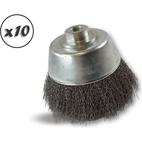 Brosse coupe rotative boisseau meuleuse d'angle Garnissage Acier ondulé souple ou dur - Quantité x10 - Ø120 coupe - Dur - Acier (1/5)