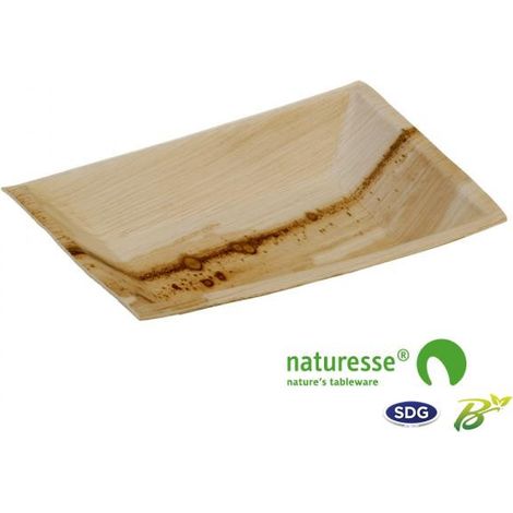 Assiette jetable 17x12 cm en feuille de palmier - 200 pièces - Ecobioshopping