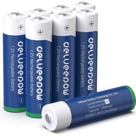 Piles Rechargeables AA Nimh 1.2V 3300mAh Haute Capacité, Piles AA Rechargeables 1200 Cycles Lot de 8 Piles (1/5)