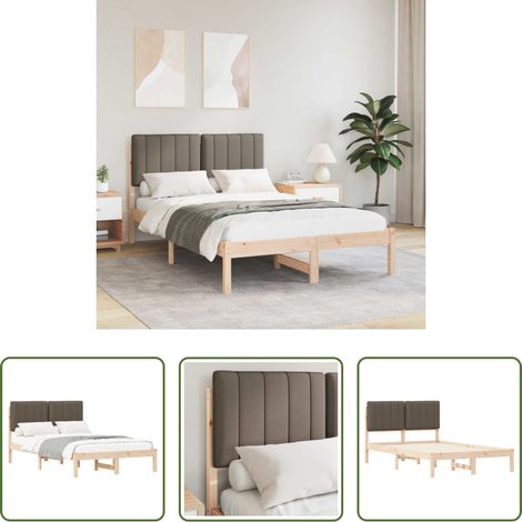 Lit avec tête de lit rembourrée -  Cadre de lit avec tête de lit rembourrée Taupe 120 x 190 cm (1/5)