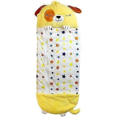 Sac de couchage enfant à motif animal coussin décoratif sac de couchage pliable anti-coups de pied cadeau d'anniversaire pour enfant 180 x 70 cm jaune (1/5)