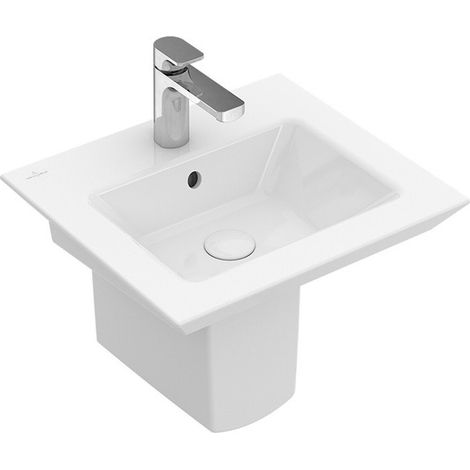 Legato, Lavamani, 500 x 440 mm, Rettangolare, Per rubinetteria monoforo, foro per rubinetteria forato, con troppopieno, Ceramica sanitaria