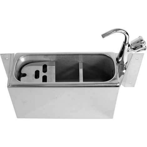 Evier pour Cuillère à Glace 330X120X150 mm - Avec Robinet et Trou d'Evacuation - Combisteel