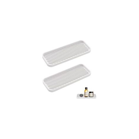 2 Pièces Organiseur évier en Silicone, Porte-Savon Cuisine Antidérapant, Support Éponge, Rangement Savon, Organisateur Cuisine Silicone-Blanc (1/5)