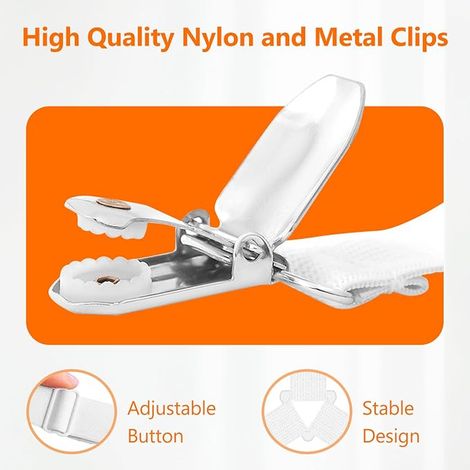 Tendeur Drap Housse Lit Drap, Attache Drap Housse, Elastique Drap Housse Clips en Métal, Élastiques Triangle Sangles, Weiß (1/3)