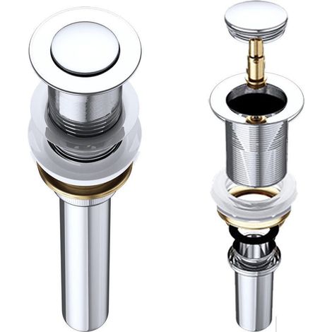 Durovin Bathrooms Push Pop Up Basin Waste Plug - Unslotted Suitable for Sink Without Overflow - Rising Round Ceramic Push Button (1/5)