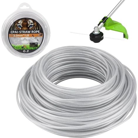 Fil Coupe Bordure Acier 3mm x 45m, Débroussailleuse 3mm, De Tondeuse en pour de Jardin, Bobine Debroussailleuse Rechange à Gazon - (1/5)