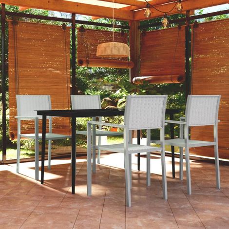 Ensemble Table et Chaise de Jardin 5 pcs - Ensemble de salle à manger de jardin Blanc BV612097 - BonneVie (1/5)