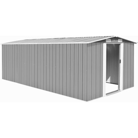 Casetta da giardino casetta per capanni casetta per riporre gli attrezzi casetta per esterni robusta 257 x 489 x 181 cm grigio metallo 020022171