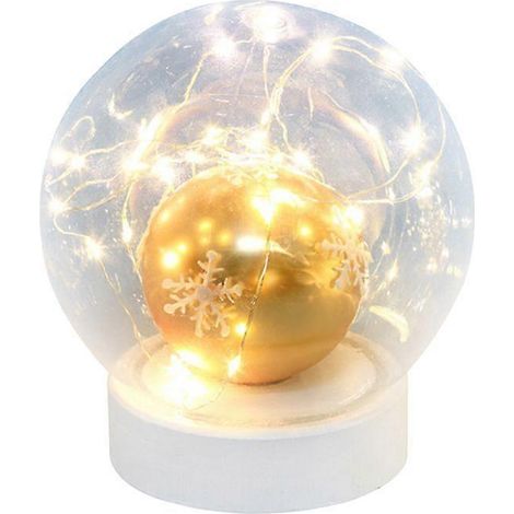 Lampe boule de Noël LED en verre, ronde, en fil de cuivre, décorative de bureau sans piles pour chambre à coucher ou maison