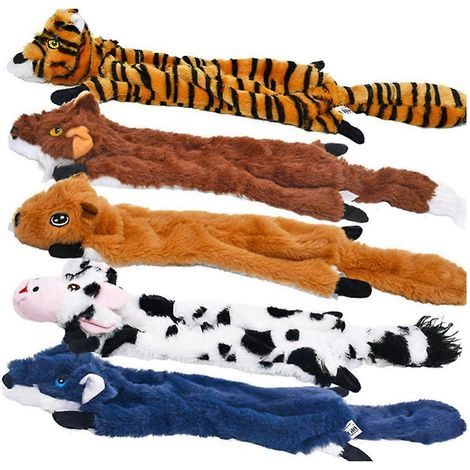Lot de 5 jouets couineurs pour chiens, peluches sans rembourrage à mâcher, accessoires pour animaux de compagnie, modèles présentés (1/5)