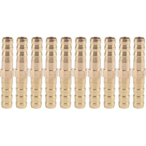 10 Stück 2-Wege-Schlauchverbinder aus Messing, gerade, 6 mm Schlauchanschluss, Schlauchtülle, für Luft, Wasser und Öl (1/5)