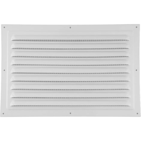 Grille de ventilation blanche 300 x 200 mm- adaptée aux plafonds et murs latéraux intérieurs et extérieurs- avec moustiquaire- adaptée aux systèmes CVC. (1/5)