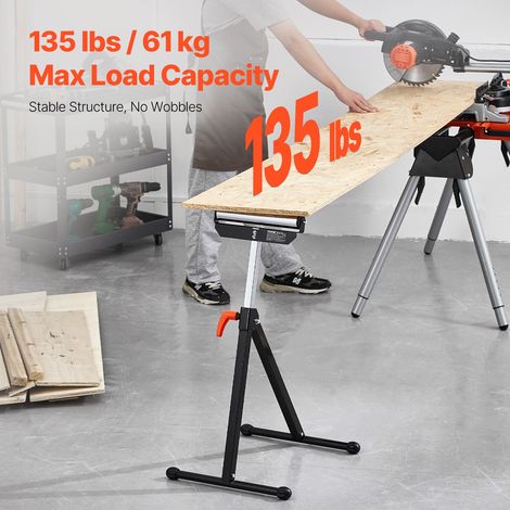 Servante à Rouleaux Lot de 2 Support à Rouleau Pliable Capacité de Charge 61 kg Hauteur Réglable 680-1079,5 mm avec Tête à Rouleau… (1/5)