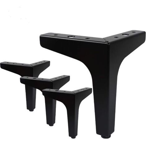 Lot de 4 Pieds de Meubles Charge Jusqu'à 600 KG,Pied de Table Modernes en Métal en Forme de Triangle,Pied Meuble épingle pour Placard,Canapé,avec 4 Protège Pieds,Noir GROOFOO(15cm) (1/5)