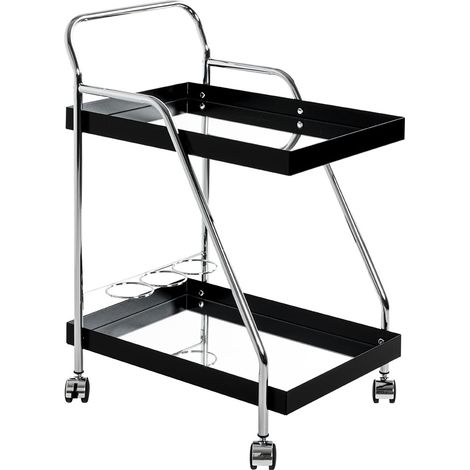 desserte chromé, Noir, métal, Miroir - Dim.: L 62 cm x H 84 cm x P 46 cm, Style: Modern (1/5)