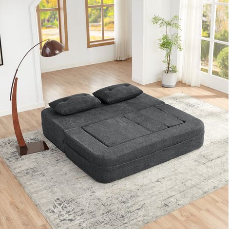 Divano letto modulare con poltrona, senza montaggio, tessuto grigio scuro HAVRYA (1/5)
