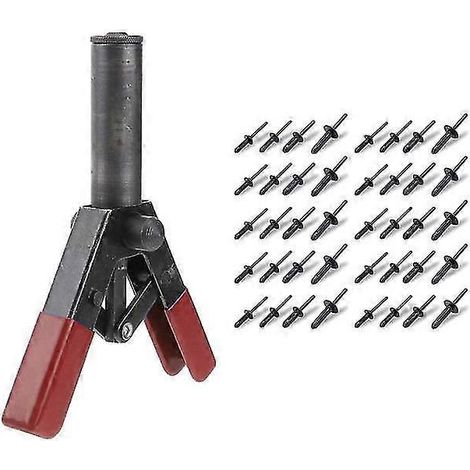 Pistolet à rivets en plastique, kit de riveteuse manuelle 7 pouces en polyéthylène pour la fixation de panneaux de porte et de garnitures automobiles avec 40 rivets en plastique Pom Ri B7x9 - Panneau (1/5)